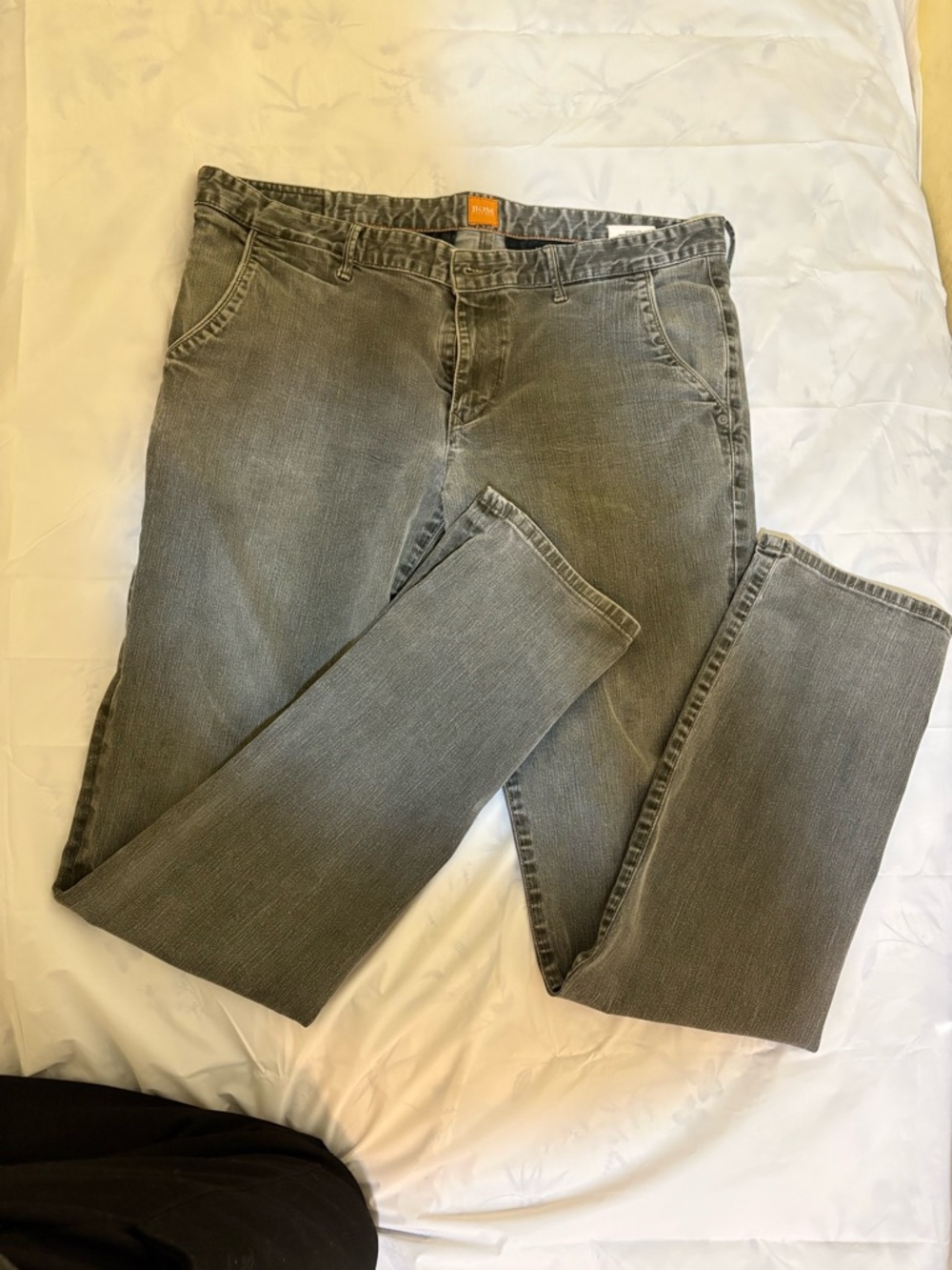 Hugo Boss BOSS Gray Denim Jeans Men’s 36x36 Slim Straight Washed Designer Pants